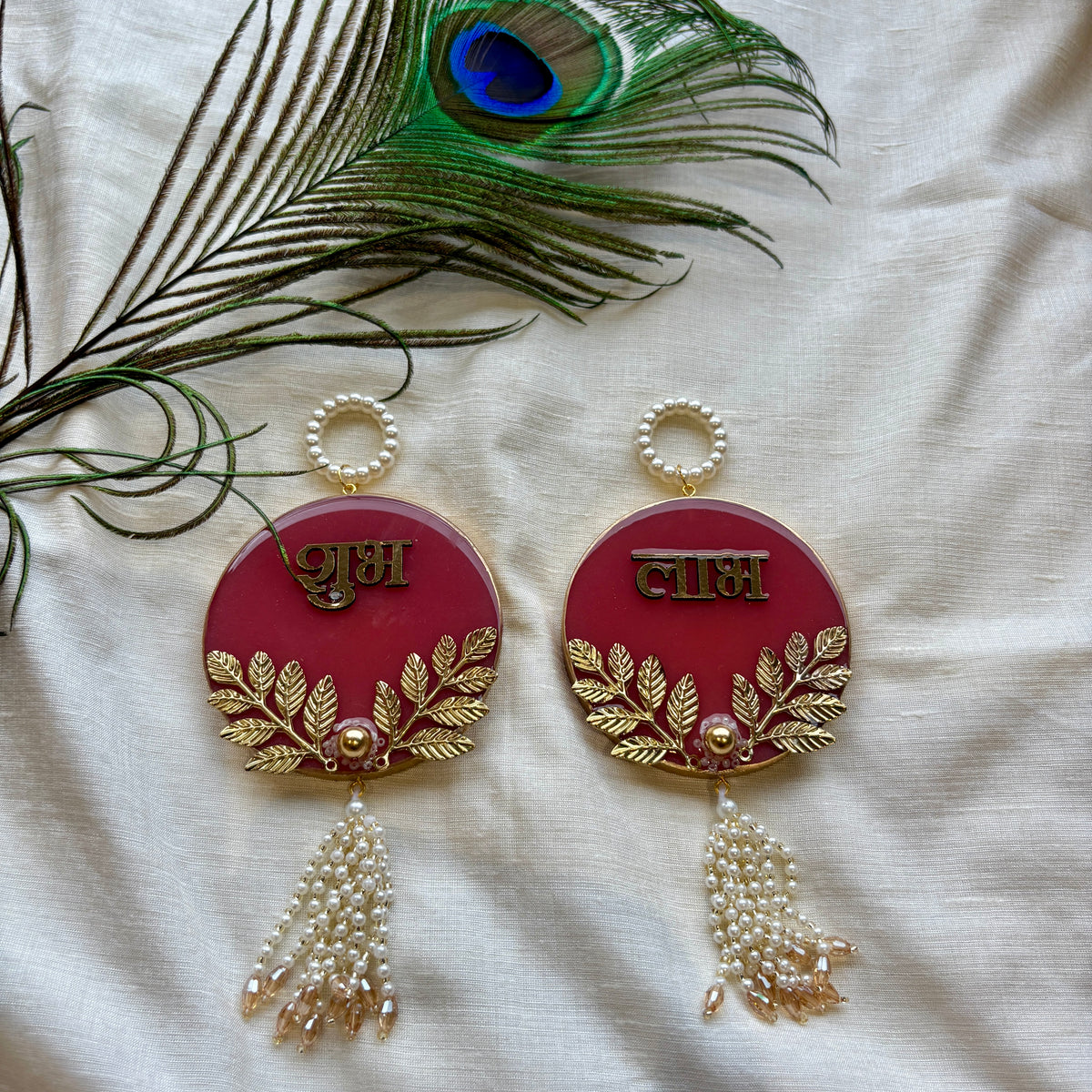 Burgundy Royale Resin Shubh Labh Hanging