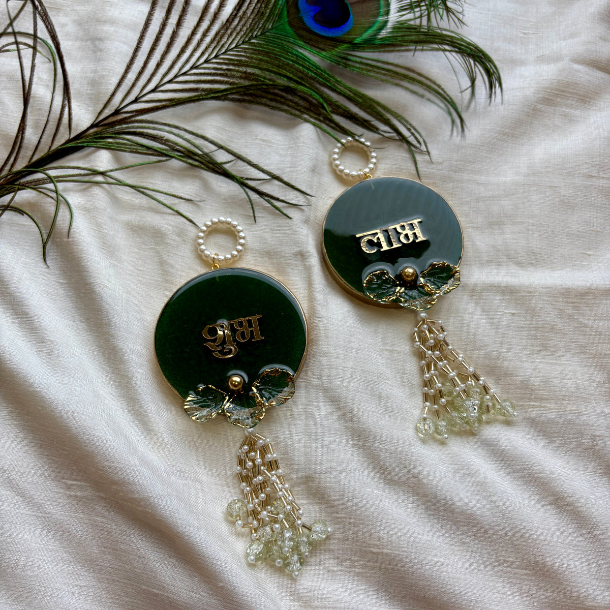 Forest Green Elegance Resin Shubh Labh Hanging