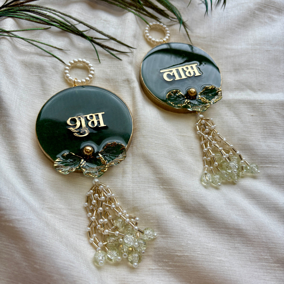 Forest Green Elegance Resin Shubh Labh Hanging