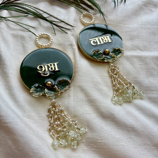 Forest Green Elegance Resin Shubh Labh Hanging