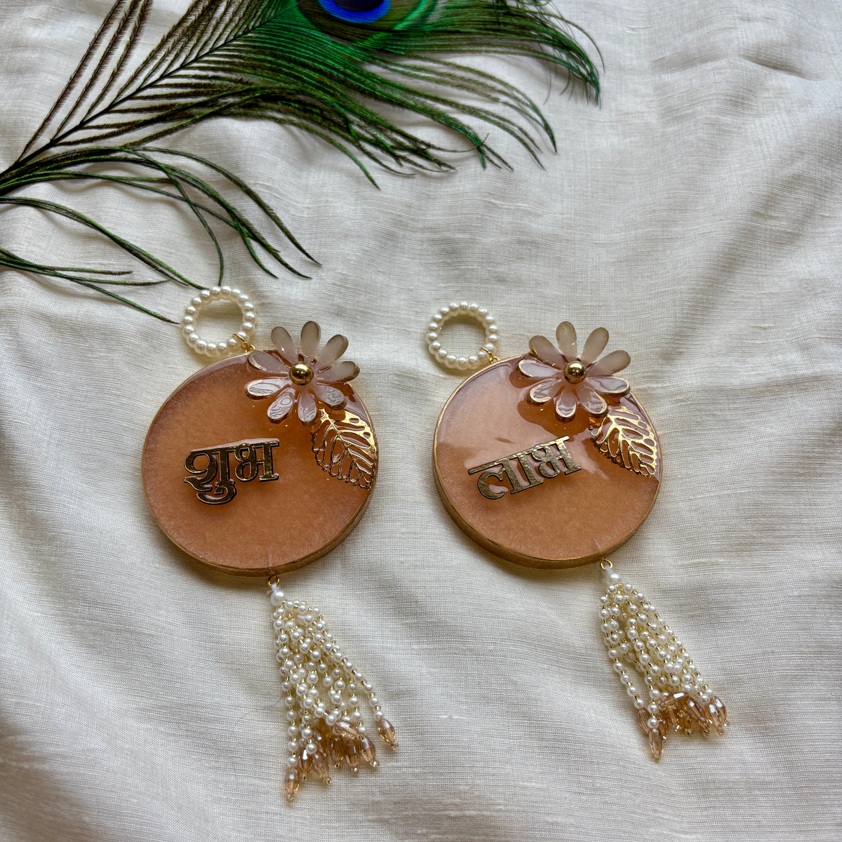 Golden Petal Resin Shubh Labh Hanging