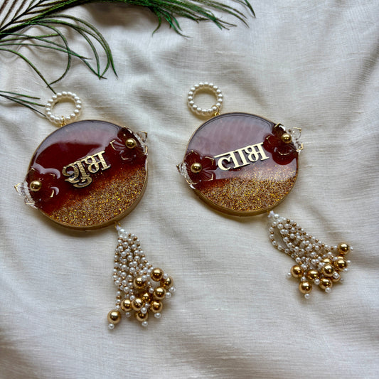 Ruby Sparkle Resin Shubh Labh Hanging