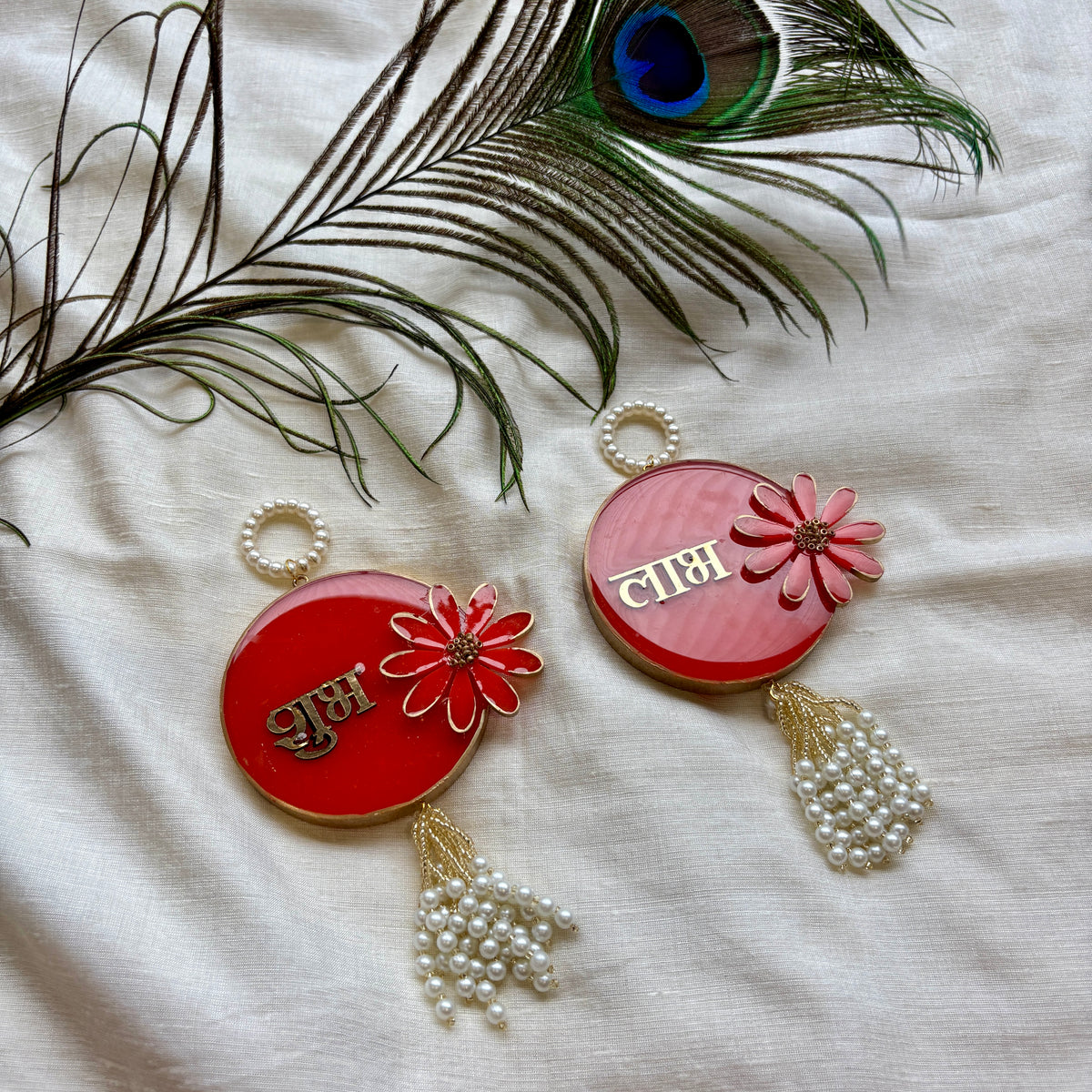 Ruby Blossom Resin Shubh Labh Hanging