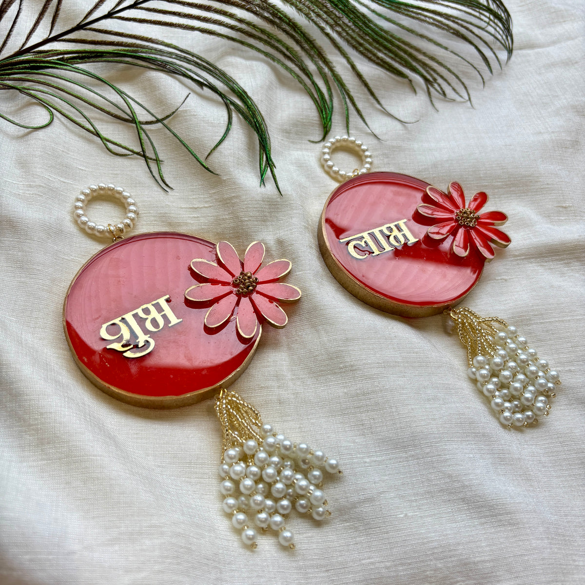 Ruby Blossom Resin Shubh Labh Hanging