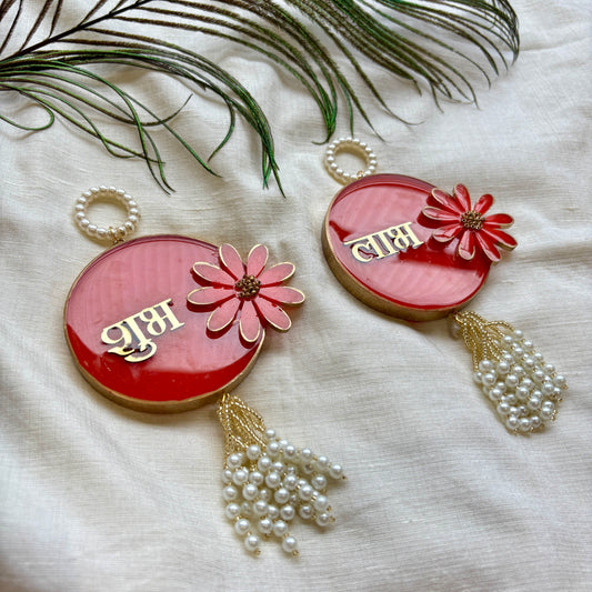 Ruby Blossom Resin Shubh Labh Hanging