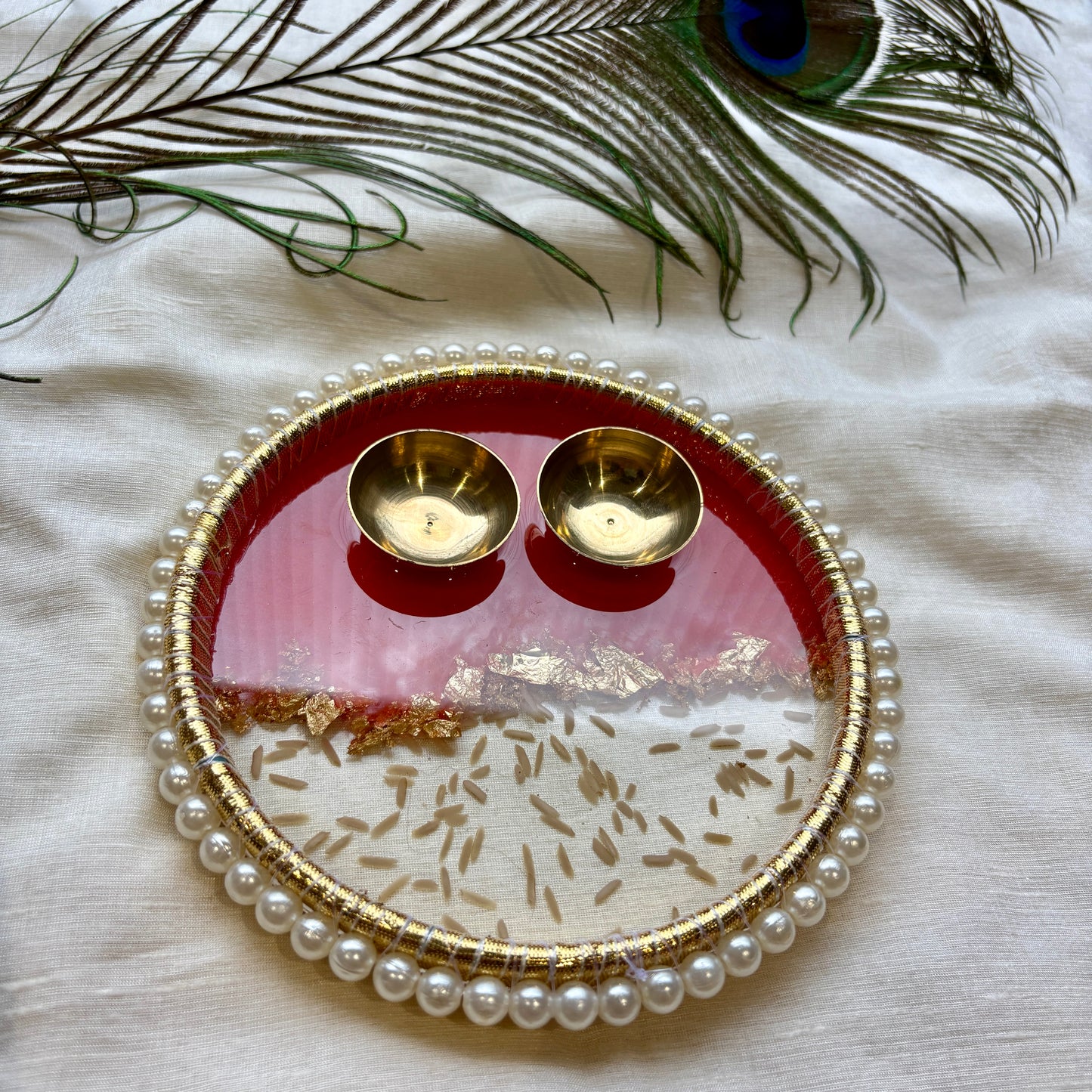 Royal Crimson Gold Flake Resin Tilak Plate