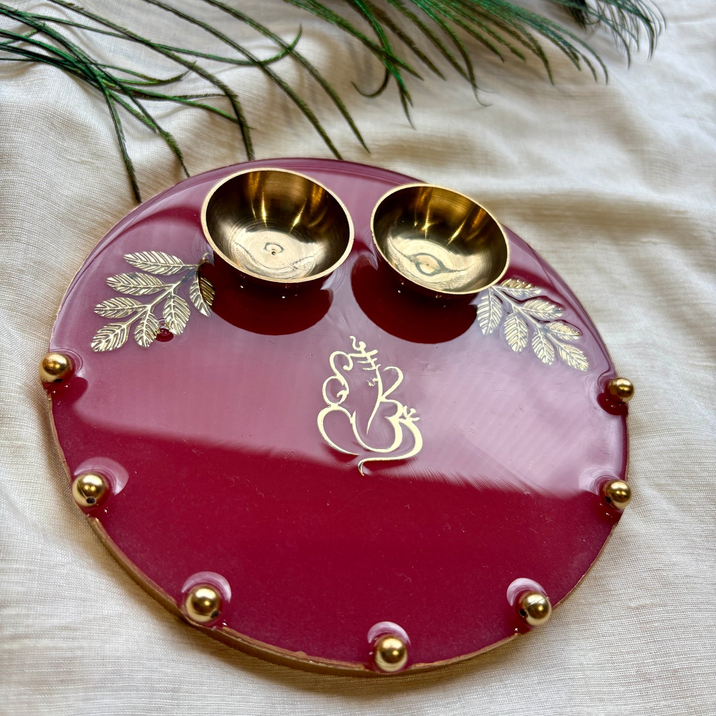 Ruby Ganesha Grace Resin Tilak Plate