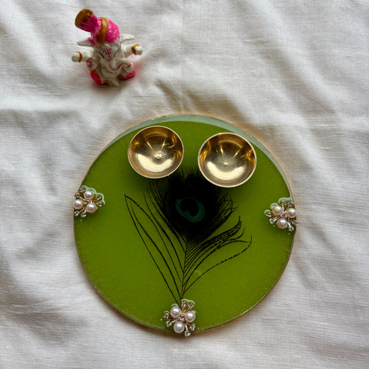 Peacock Grace Resin Tilak Plate