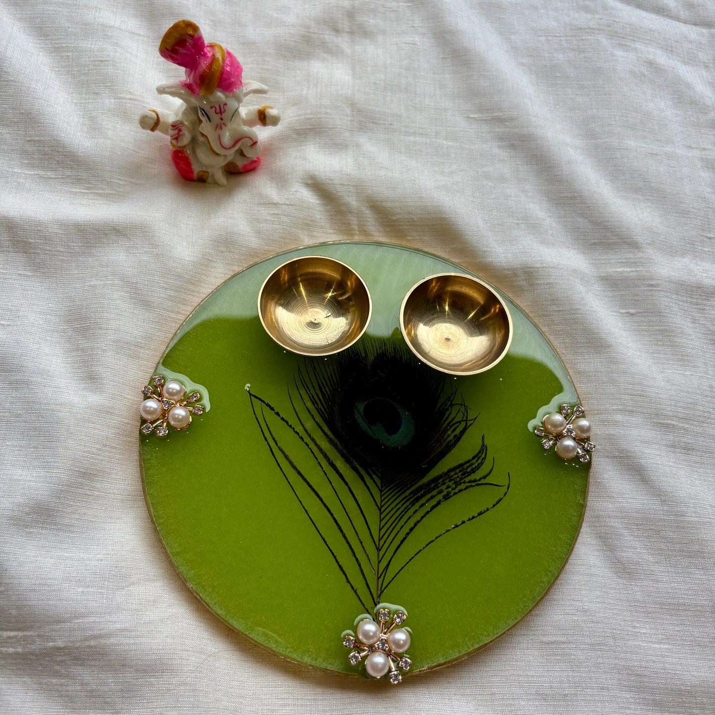 Peacock Grace Resin Tilak Plate