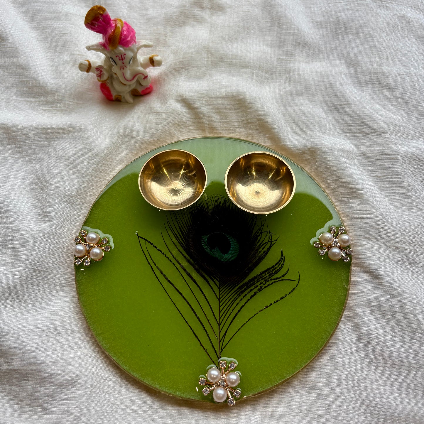 Peacock Grace Resin Tilak Plate