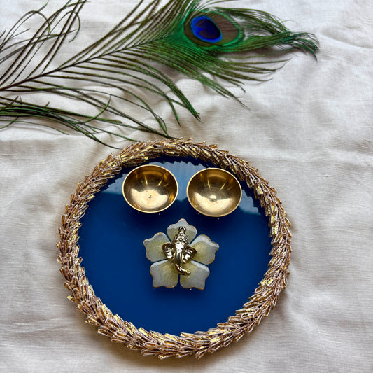 Royal Sapphire Ganesha Resin Tilak Plate