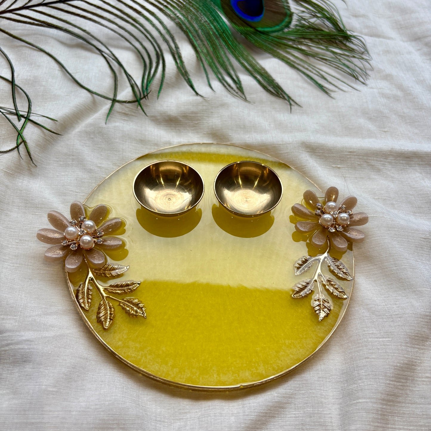 Golden Bloom Resin Tilak Plate