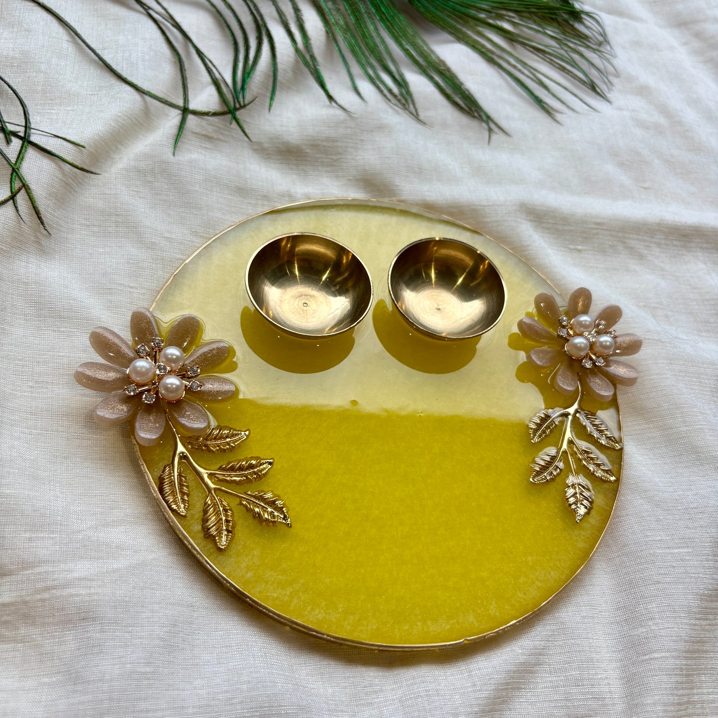 Golden Bloom Resin Tilak Plate