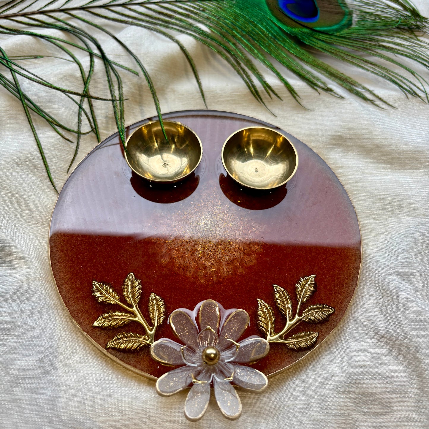 Rose Bloom Resin Tilak Plate