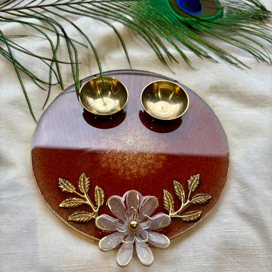 Rose Bloom Resin Tilak Plate
