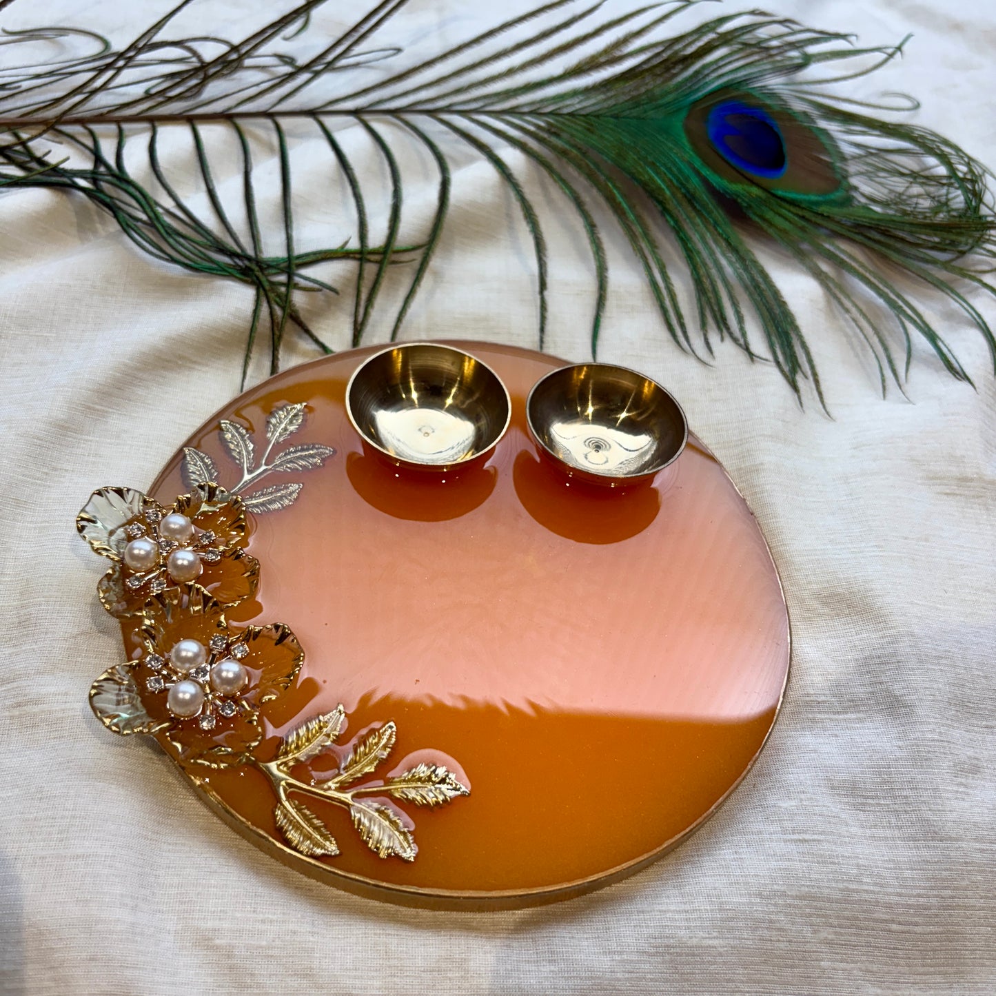 Orange Blossom Resin Tilak Plate