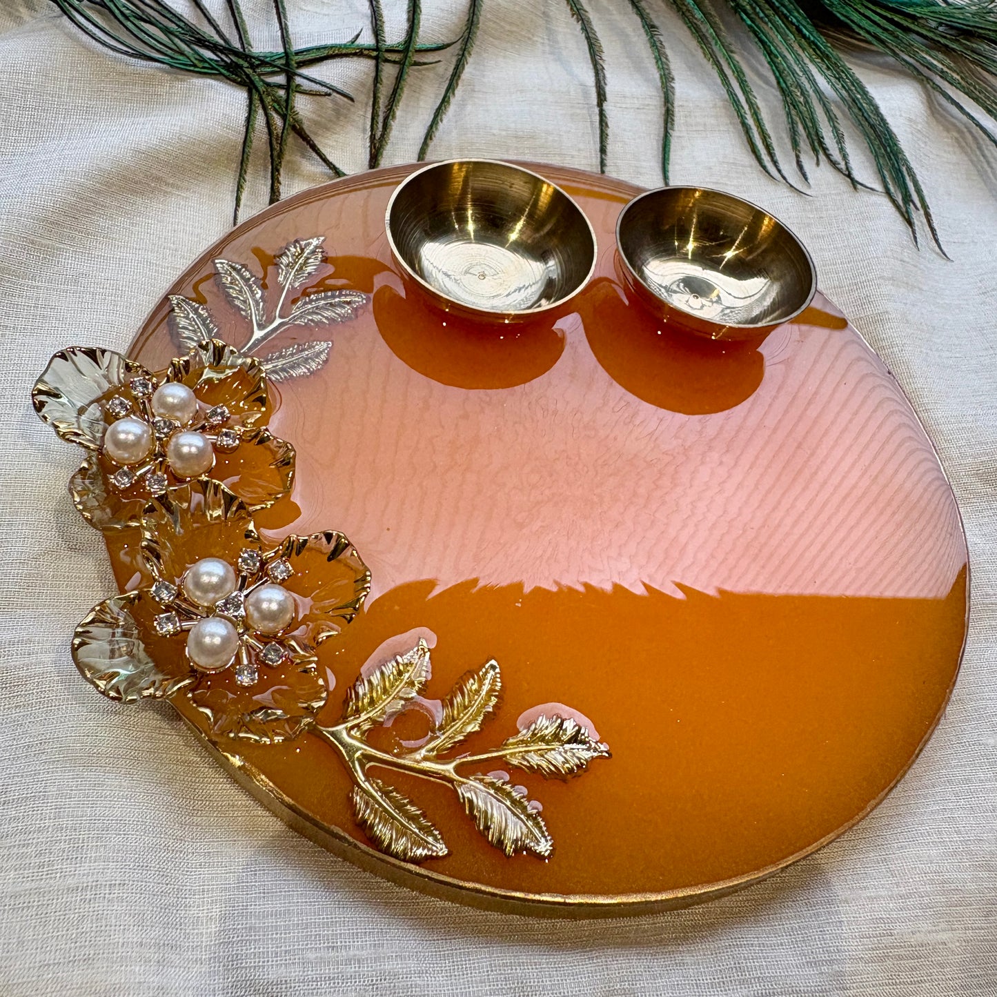 Orange Blossom Resin Tilak Plate