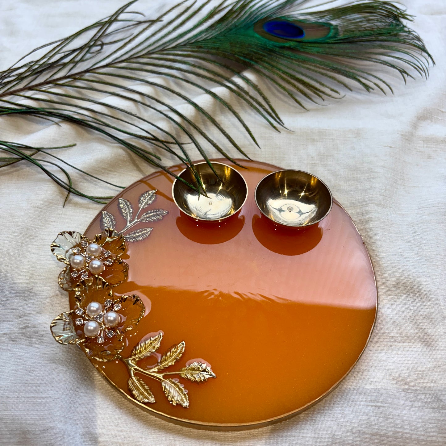 Orange Blossom Resin Tilak Plate