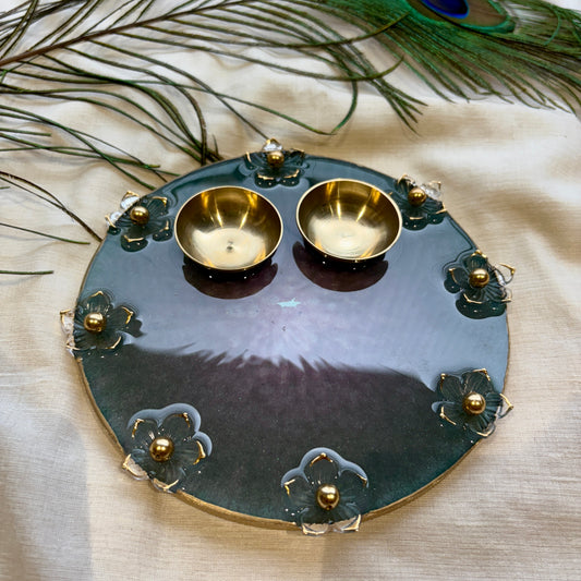 Midnight Bloom Resin Tilak Plate