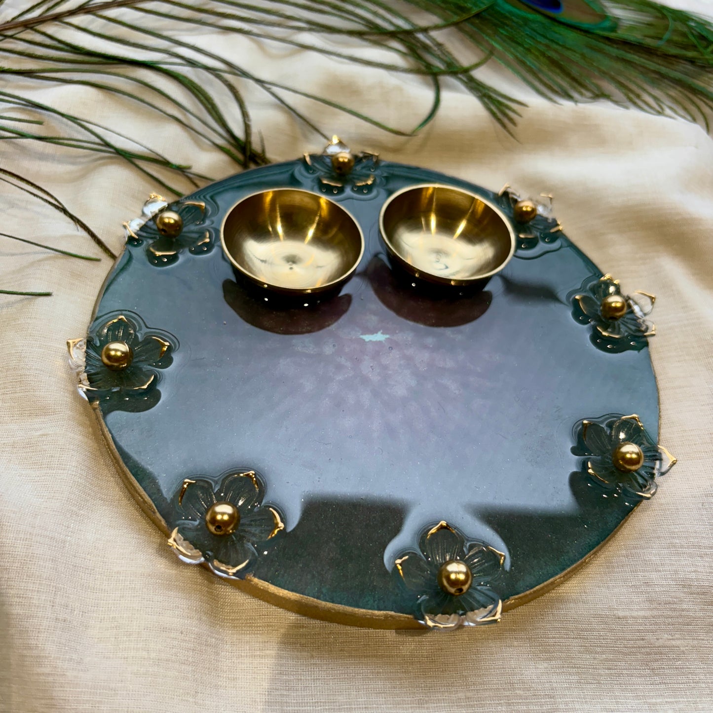 Midnight Bloom Resin Tilak Plate