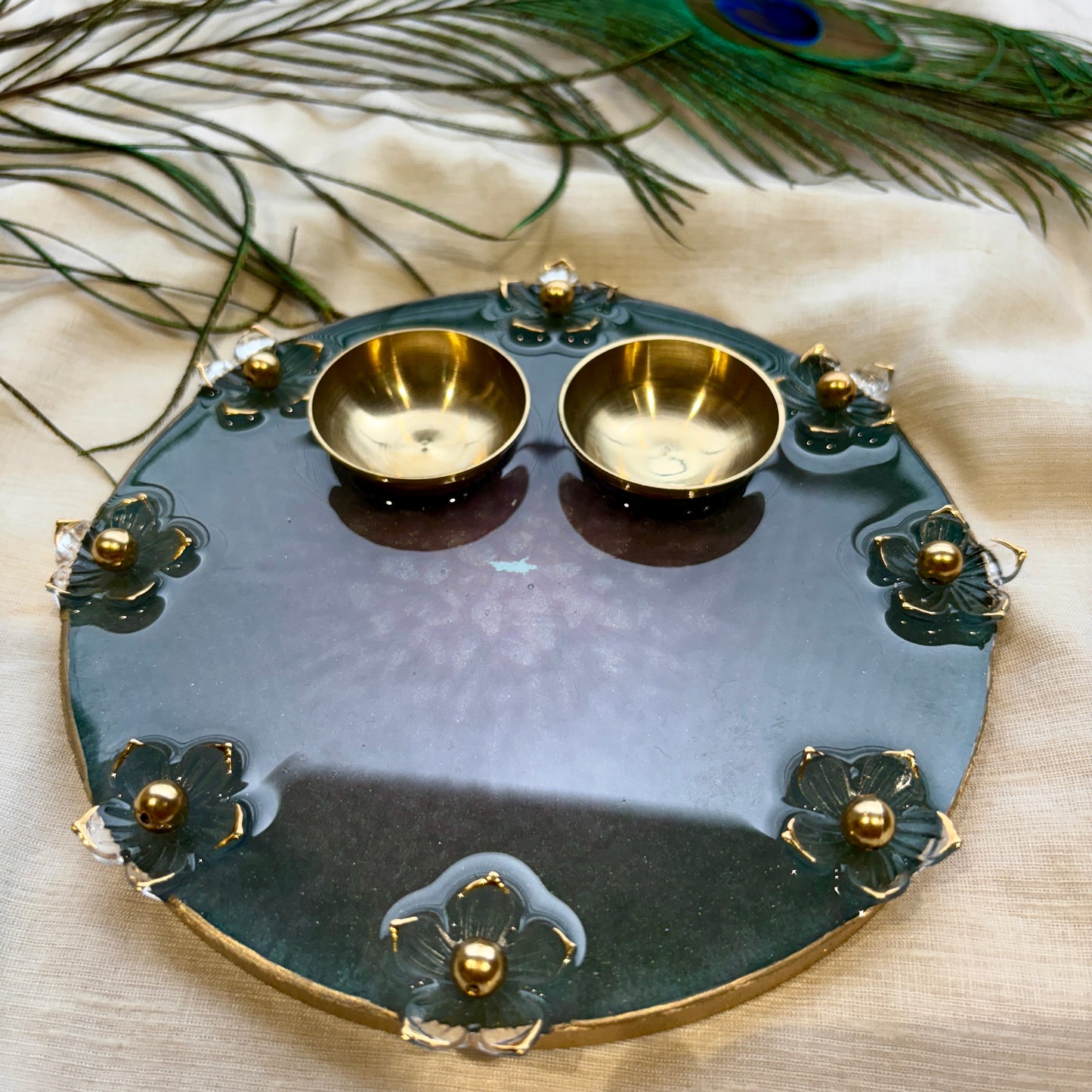 Midnight Bloom Resin Tilak Plate
