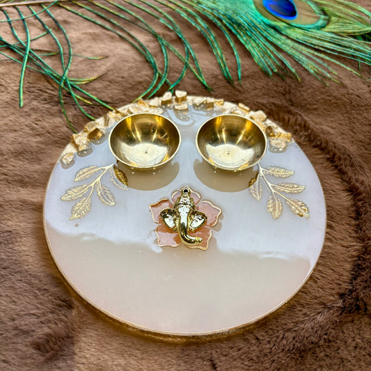 Pearl Ganesha Resin Tilak Plate