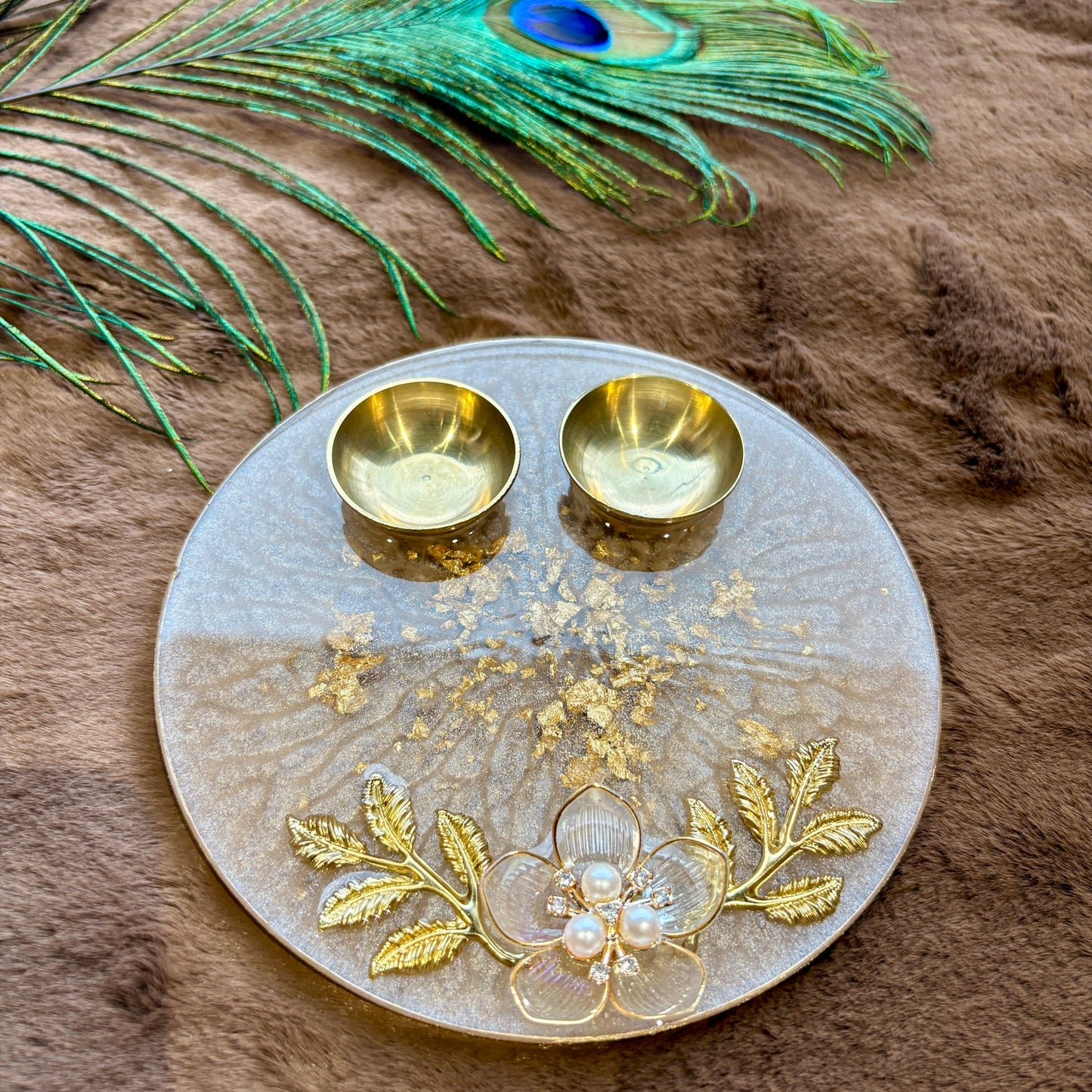 Ivory Blossom Resin Tilak Plate