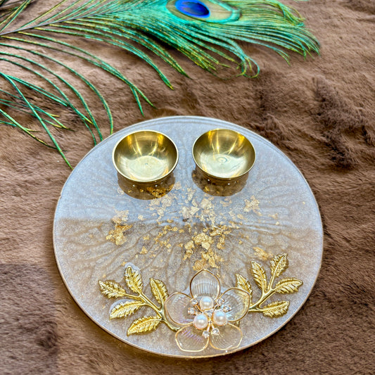 Ivory Blossom Resin Tilak Plate