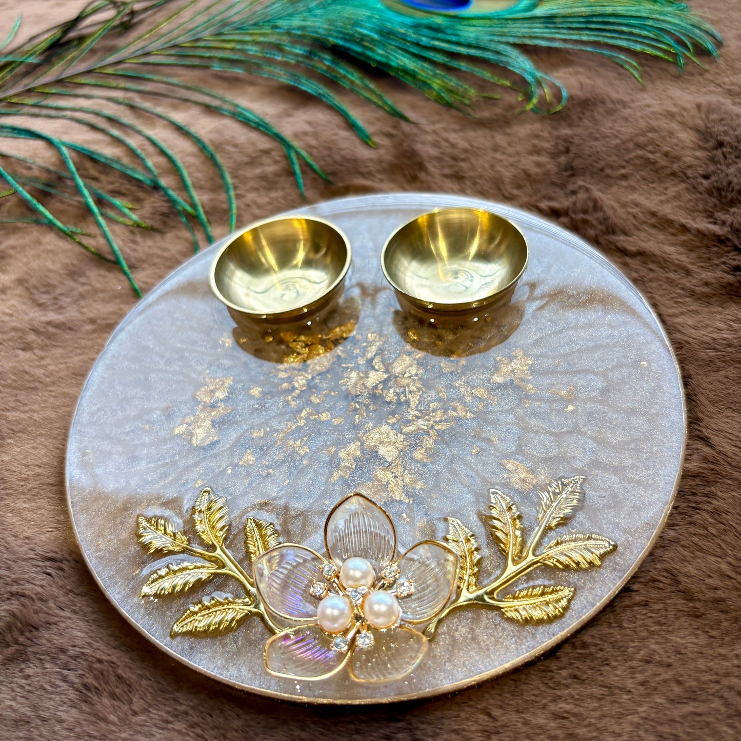 Ivory Blossom Resin Tilak Plate