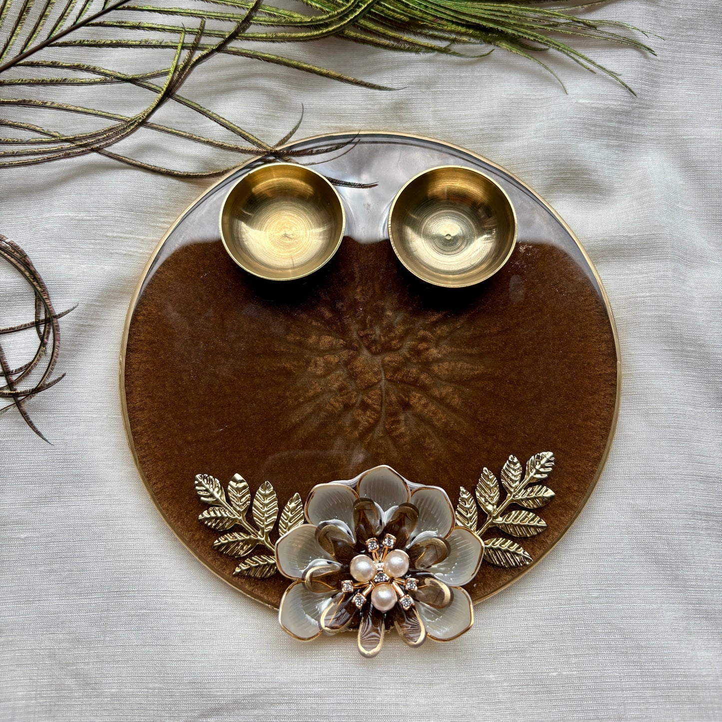 Mocha Blossom Resin Tilak Plate