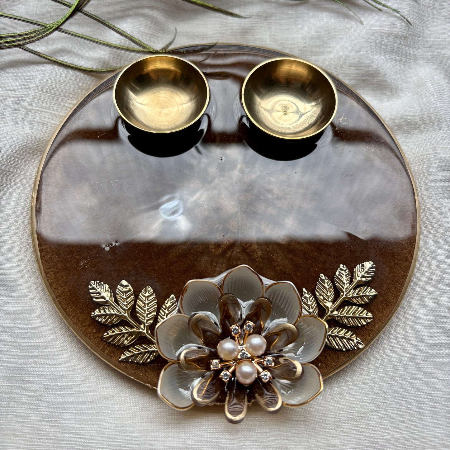Mocha Blossom Resin Tilak Plate