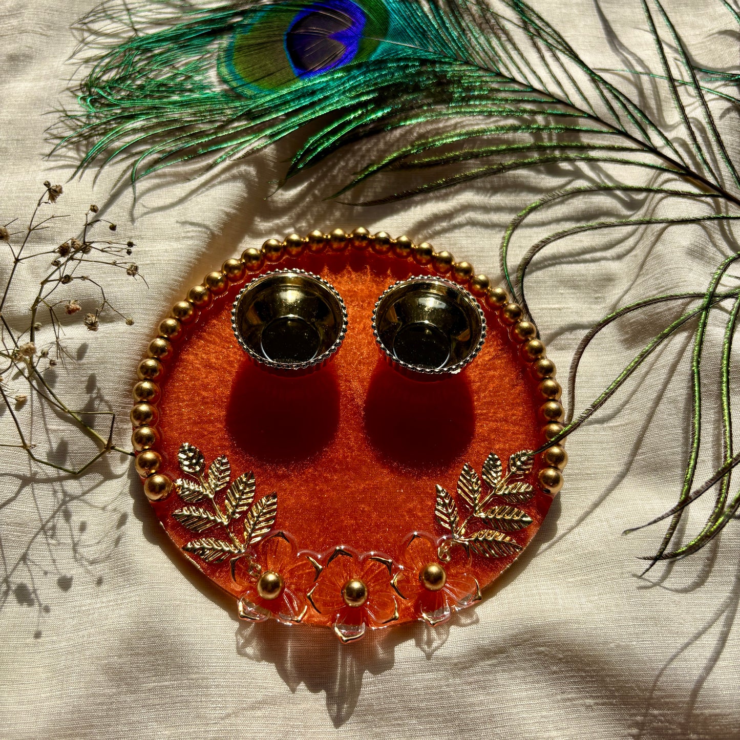 Sunset Bloom Resin Tilak Plate