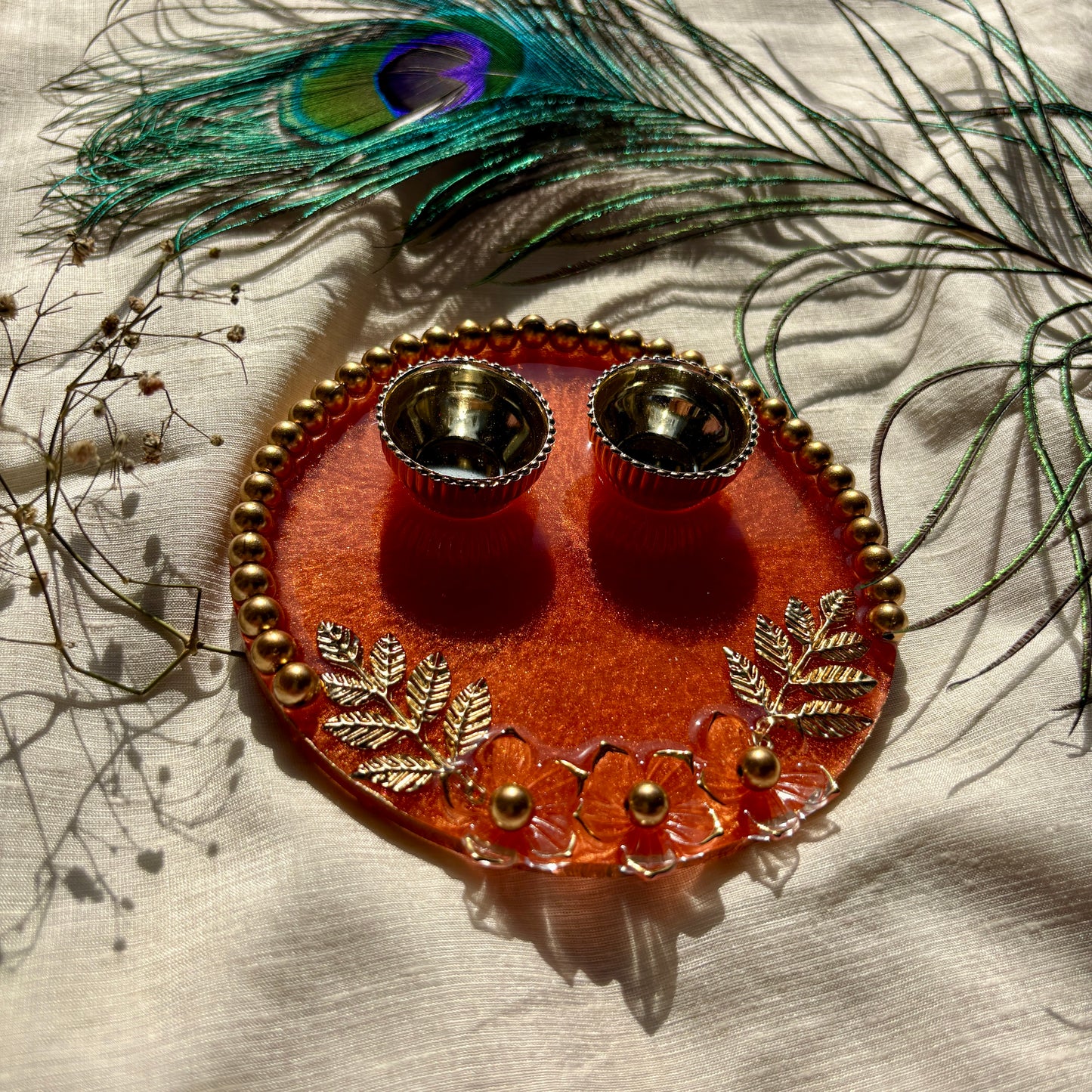 Sunset Bloom Resin Tilak Plate
