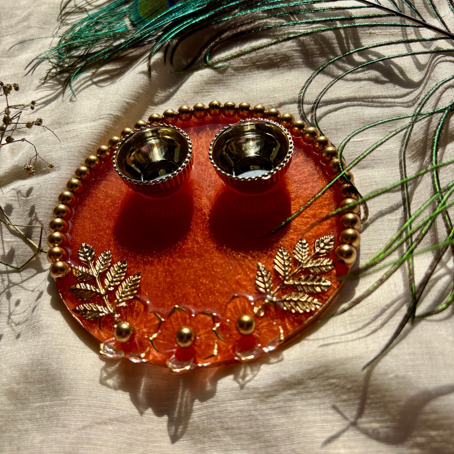 Sunset Bloom Resin Tilak Plate
