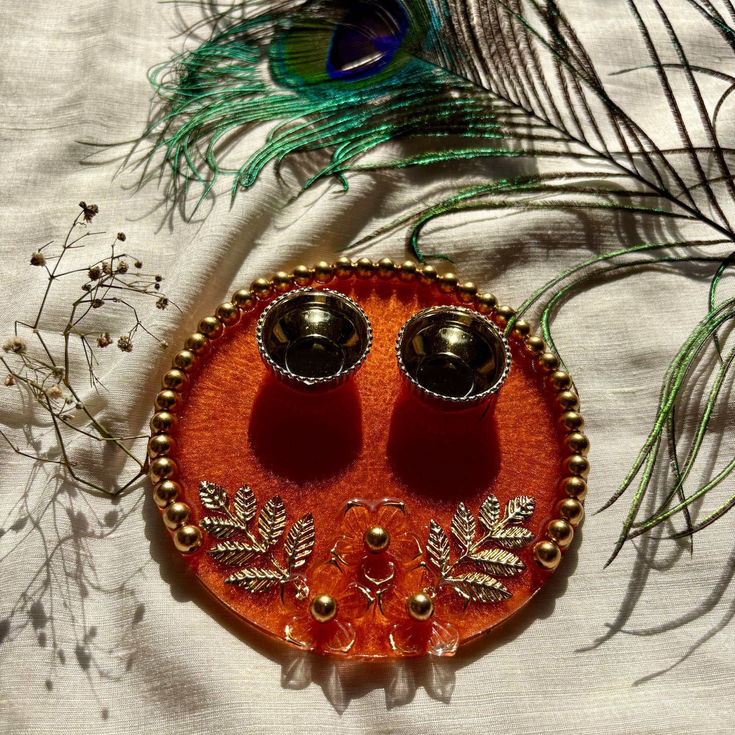 Amber Flora Heritage Resin Tilak Plate