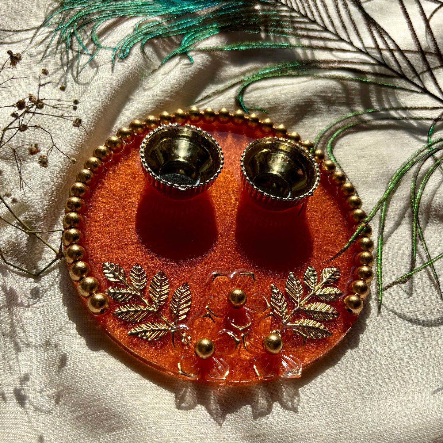 Amber Flora Heritage Resin Tilak Plate