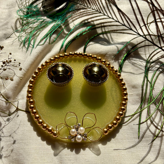 Olive Bloom Luxe Resin Tilak Plate