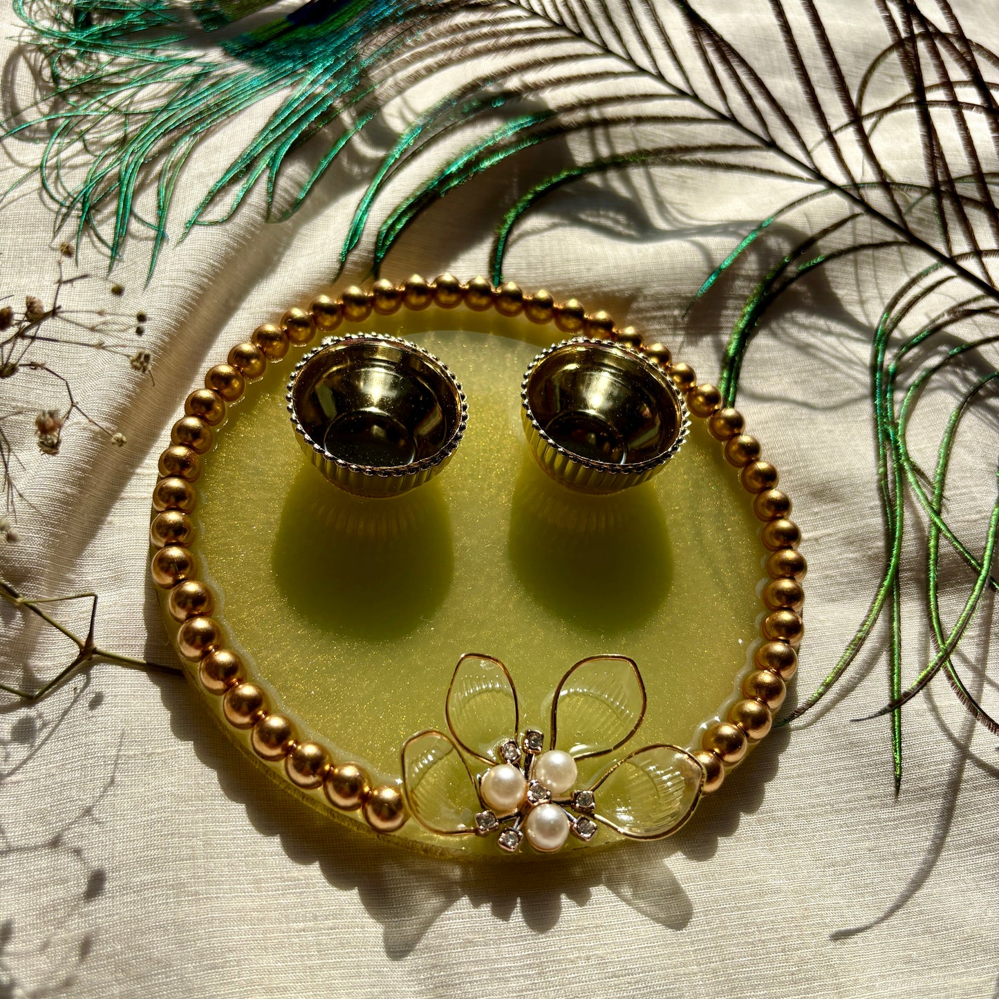 Olive Bloom Luxe Resin Tilak Plate