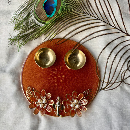 Copper Blossom Ganesha Resin Tilak Plate