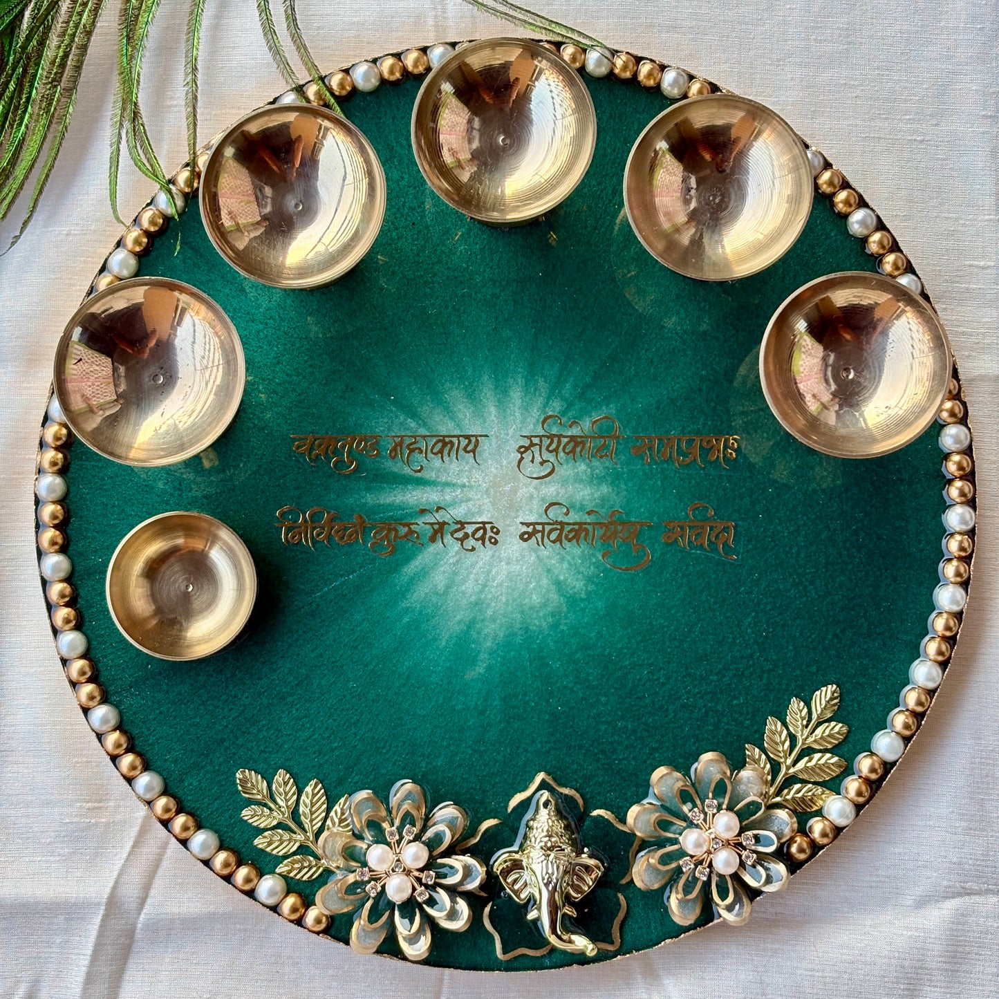Emerald Grace Resin Pooja Thali