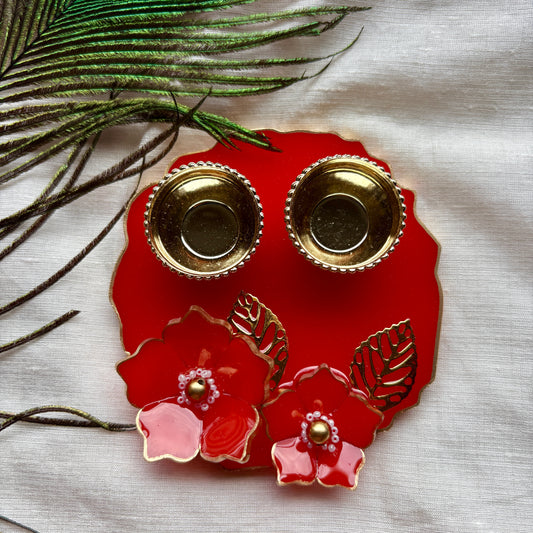 Crimson Bloom Resin Tilak Plate