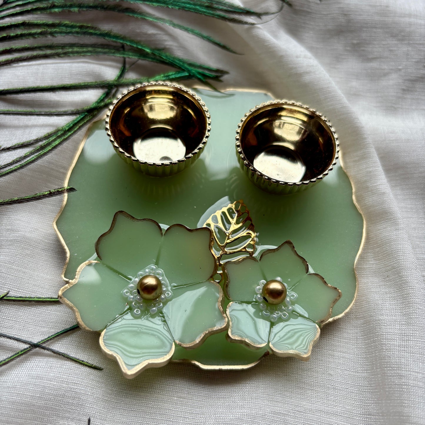 Mint Blossom Resin Tilak Plate