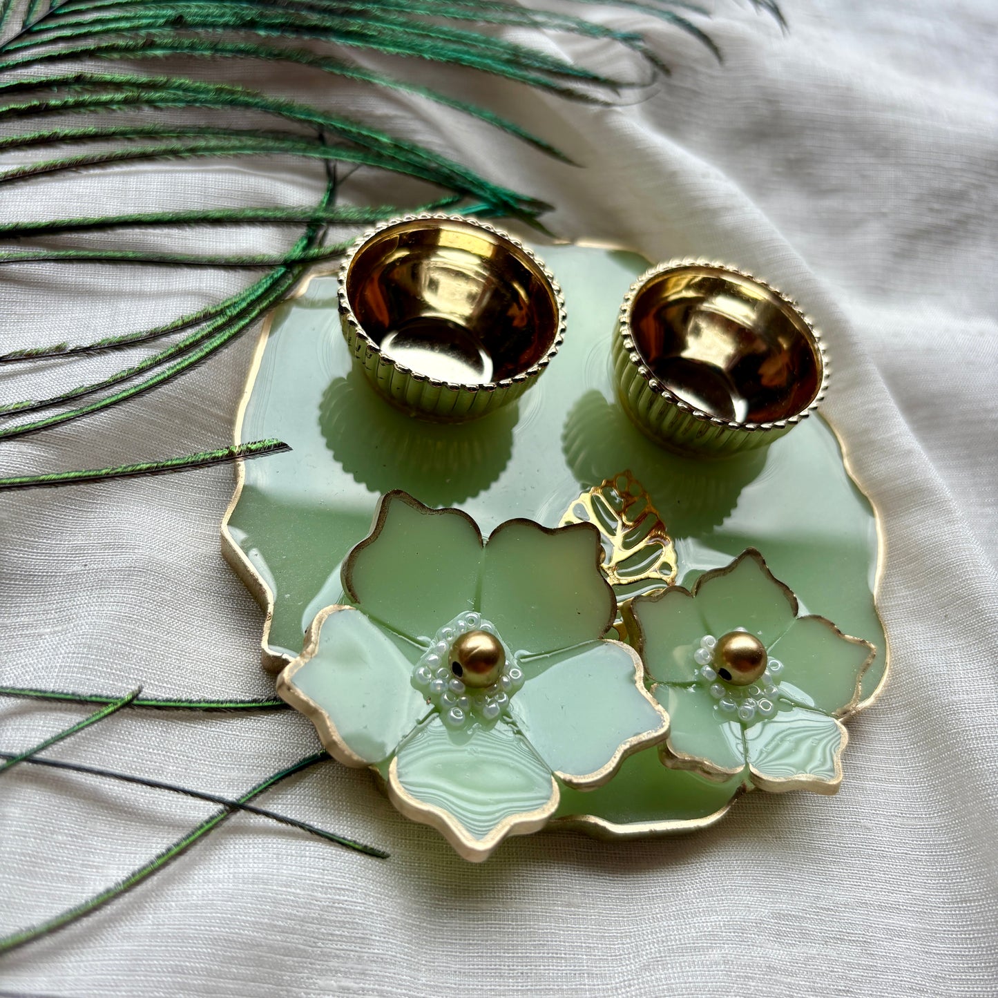 Mint Blossom Resin Tilak Plate