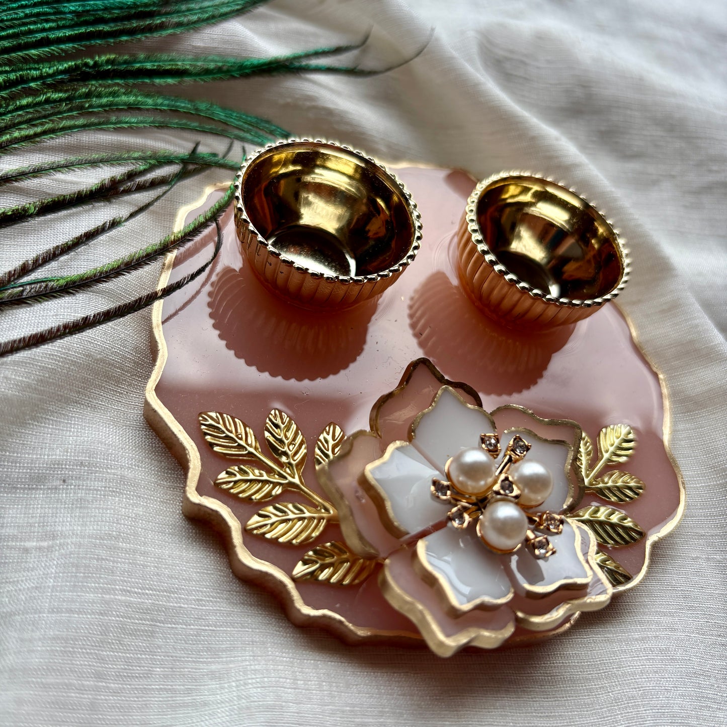 Blush Pearl Resin Tilak Plate