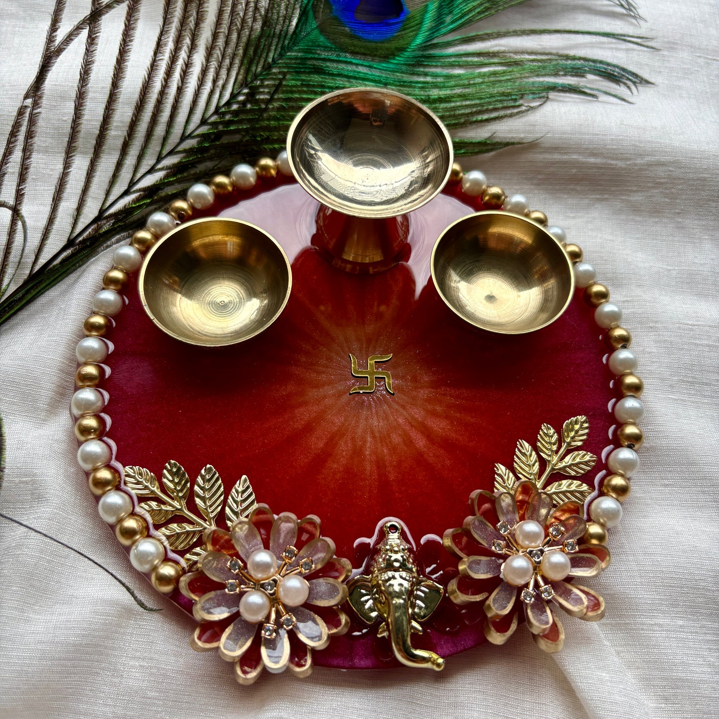 Premium Red Resin Tilak Plate