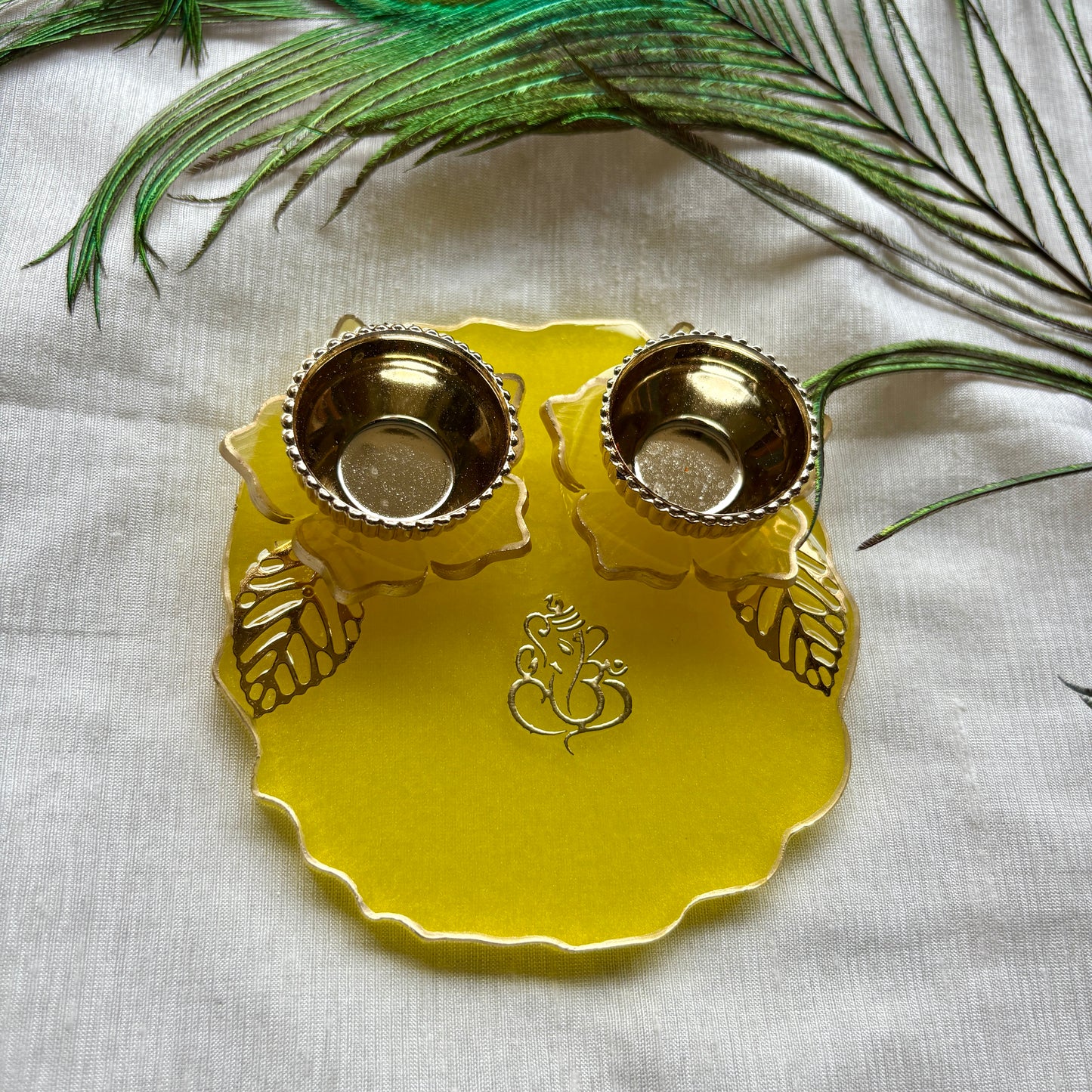 Golden Sunshine Resin Tilak Plate