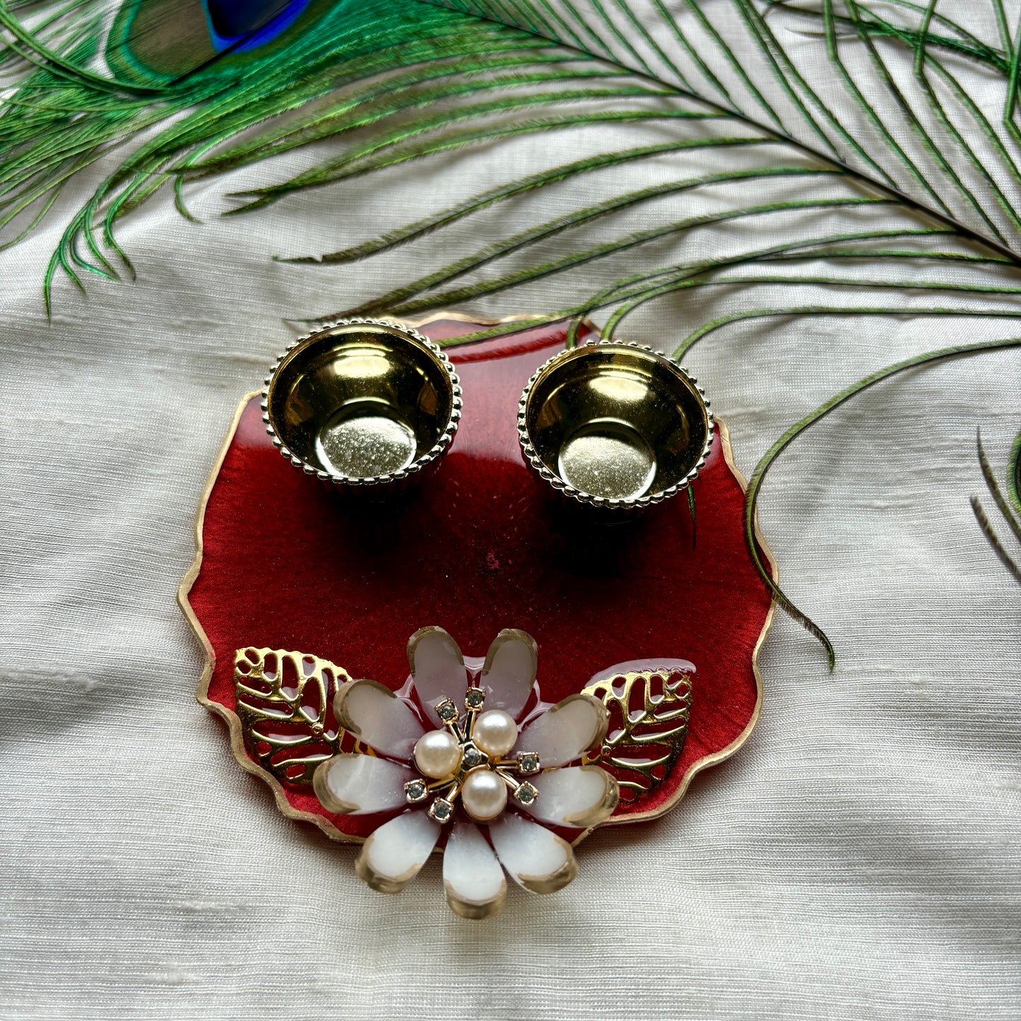 Ruby Blossom Resin Tilak Plate