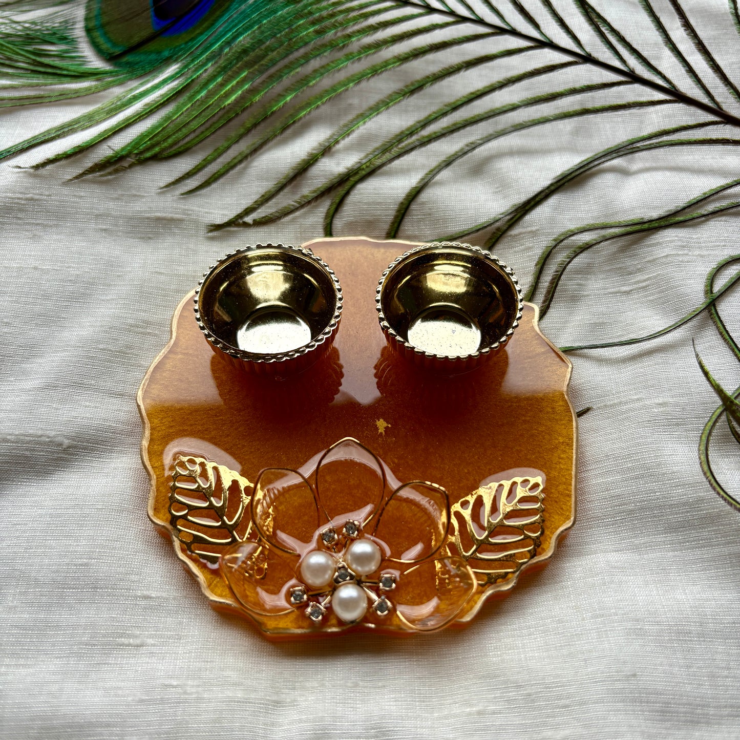 Amber Glow Resin Tilak Plate