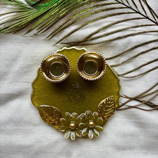 Olive Blossom Resin Tilak Plate