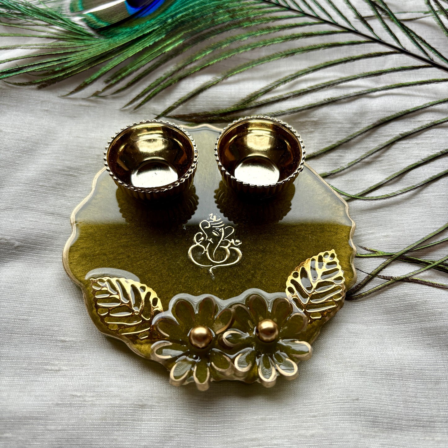 Olive Blossom Resin Tilak Plate